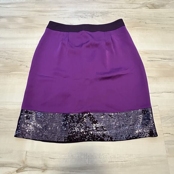 Boden 2R US 6R UK Skirt Silk A-line Sequin Hem Purple NWT - Picture 1 of 7